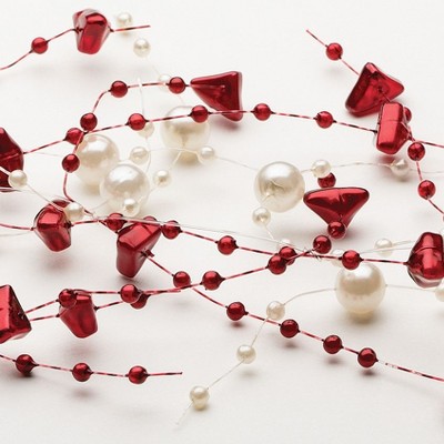 Sullivans Burgundy Pearl Bead Garland 60"L Red & White