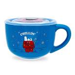 Silver Buffalo Peanuts Snoopy "Chillin" Ceramic Soup Mug With Vented Lid | Holds 24 Ounces