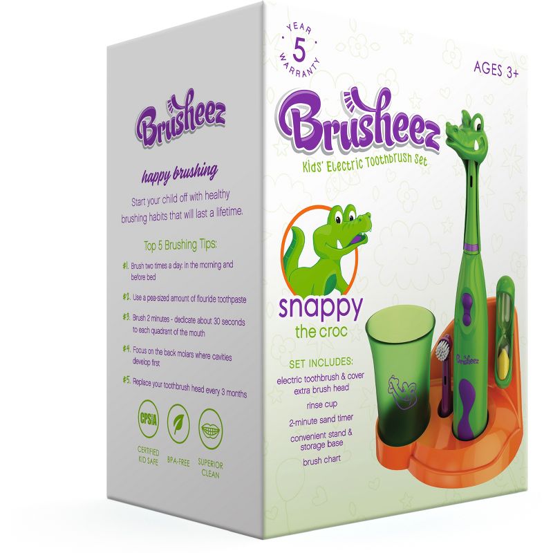 Brusheez Snappy the Croc Children's Electronic Kids Toothbrush Set, 1 of 7