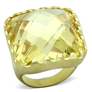 Slickblue Matte Gold Brass Ring with Citrine Yellow CZ - Bold Square Solitaire Style, Women's Jewelry, Size 5-8 - 1 of 3