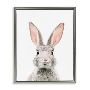 Stupell Industries Rabbit Face Portrait Black Framed Floater Canvas Wall Art - 1 of 4