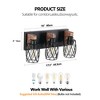 18" Industrial Vintage 3-Light Wall Sconce- Black Cage Wall Lighting Fixture with Wooden Accents for Bathroom,Hallway,Living Room (Bulb Not Included) - 3 of 4