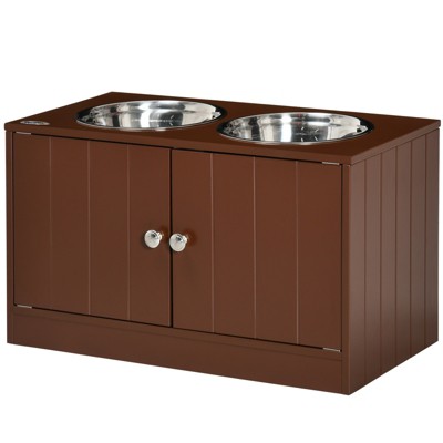 DSVIMOY Large Elevated Dog Bowls with Storage Cabinet Containing Large 44L Capacity, White, 23.5"*11.8"*14"