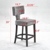 OUTSUPPLY Set of 2 Modern Bar Stools, Counter Height, Farmhouse Linen Upholstered, Copper Nail Trim, 300lb Capacity - 2 of 4