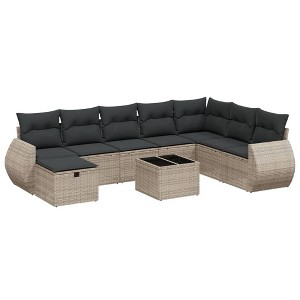vidaXL Garden Sofa Set Grey Poly Rattan Large Modular Garden Sofa Set - 1 of 4