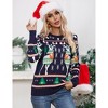 Women's Ugly Christmas Sweater Snowflake Print Crewneck Knit Top Holiday Party Pullover Navy Blue XL - 3 of 4