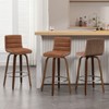 Bekrvio 26"/29" Swivel Bar Stools Set of 1/2/3/4, Faux Leather Upholstered Counter Chairs with Wood Legs, Mid-Century Seating for Kitchen Island - 2 of 4