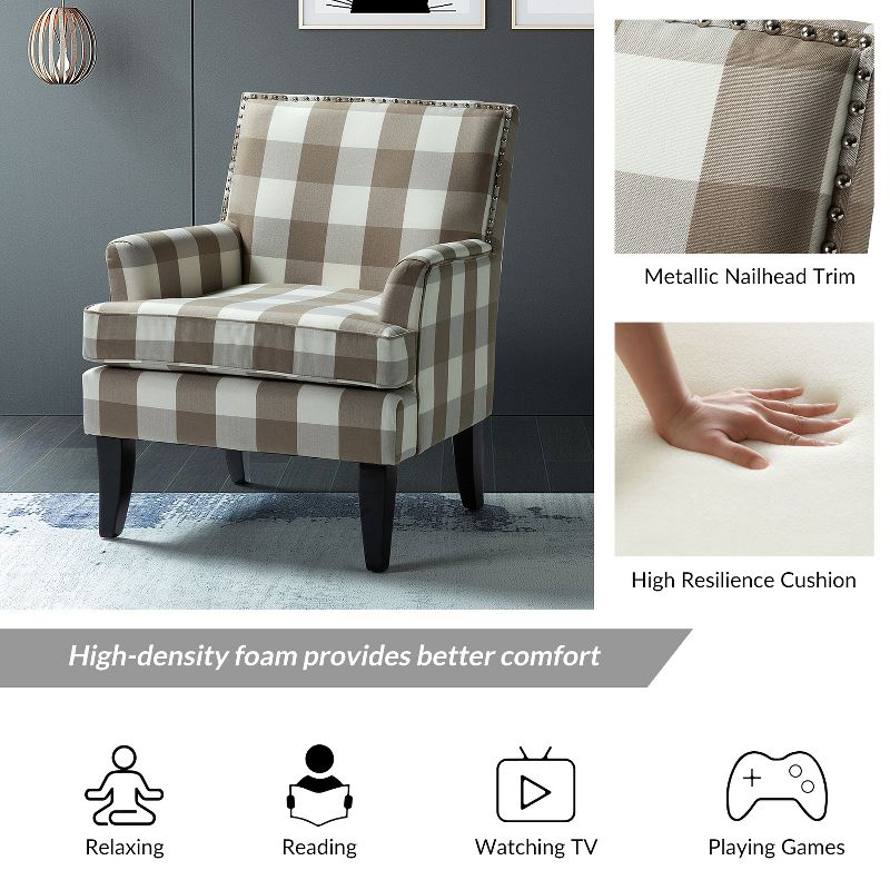 Sara Upholstered Accent Chair with Nail Head Trim and High resilience cushion | Karat Home, 5 of 12