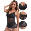 INSPIRE CHIC Women's Lace Mesh See Through V-Neck Adjustable Spaghetti Straps Breathable Control Camisoles with Padded - 3 of 4