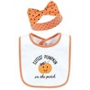 Hudson Baby Infant Girl Cotton Bib and Headband or Caps Set, Cutest Pumpkin, One Size - 3 of 4