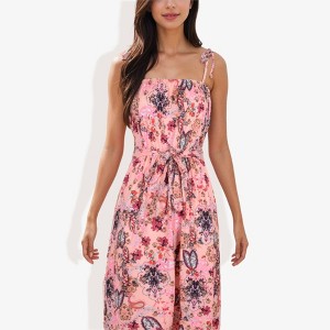 Anna-Kaci Women's Floral Print Tie Strap Summer Fashion Dress - 1 of 4