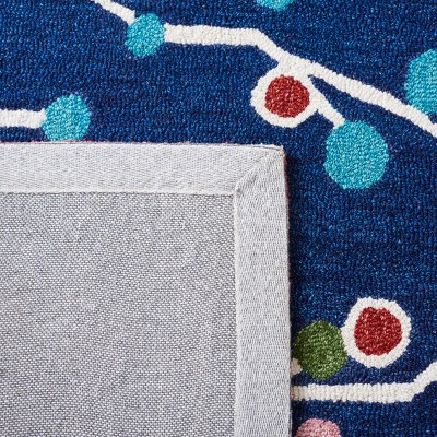 Handmade Blue Floral Wool Tufted Area Rug