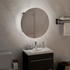 vidaXL Bathroom Cabinet with Round Mirror&LED Oak 15.7 in.x15.7 in.x6.9 in. - 3 of 4