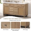 60" Bathroom Vanity with SMC Sink, Freestanding Storage Cabinet with Rattan Doors, Soft Close Drawers, Silver Knobs and Pine Legs - 4 of 4