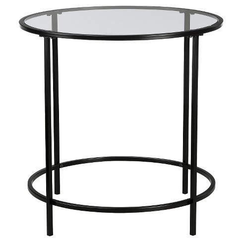 Soft Modern Round Side Table Black Clear Glass Sauder Target