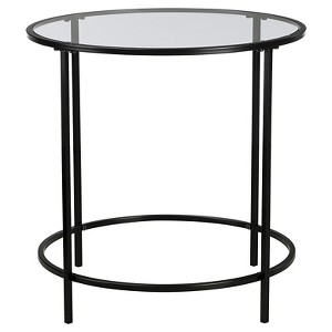 Soft Modern Round Side Table - Black/Clear Glass - Sauder, Clear Black