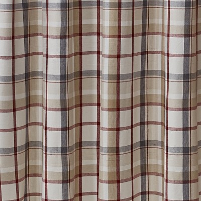 Glenwood Plaid Fabric Shower Curtain in Beige and Red