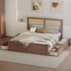 NicBex Full/Queen Size Wood Storage Platform Bed Frame with Natural Rattan Headboard and 4 Drawers,No Box Spring Needed,Easy Assembly,Natural/Espresso - 2 of 4