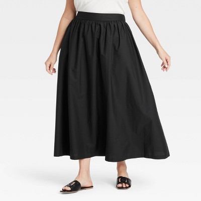 Women's Low-Rise Maxi Full Skirt - Ava & Viv™ Black XXL