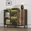 Famapy Contemporary Multi-Mode Lighting Display Cabinet,Storage Organizer with LED Light,Glass & Press-to-Open Doors,Bookshelf for Living Room & Study - 3 of 4