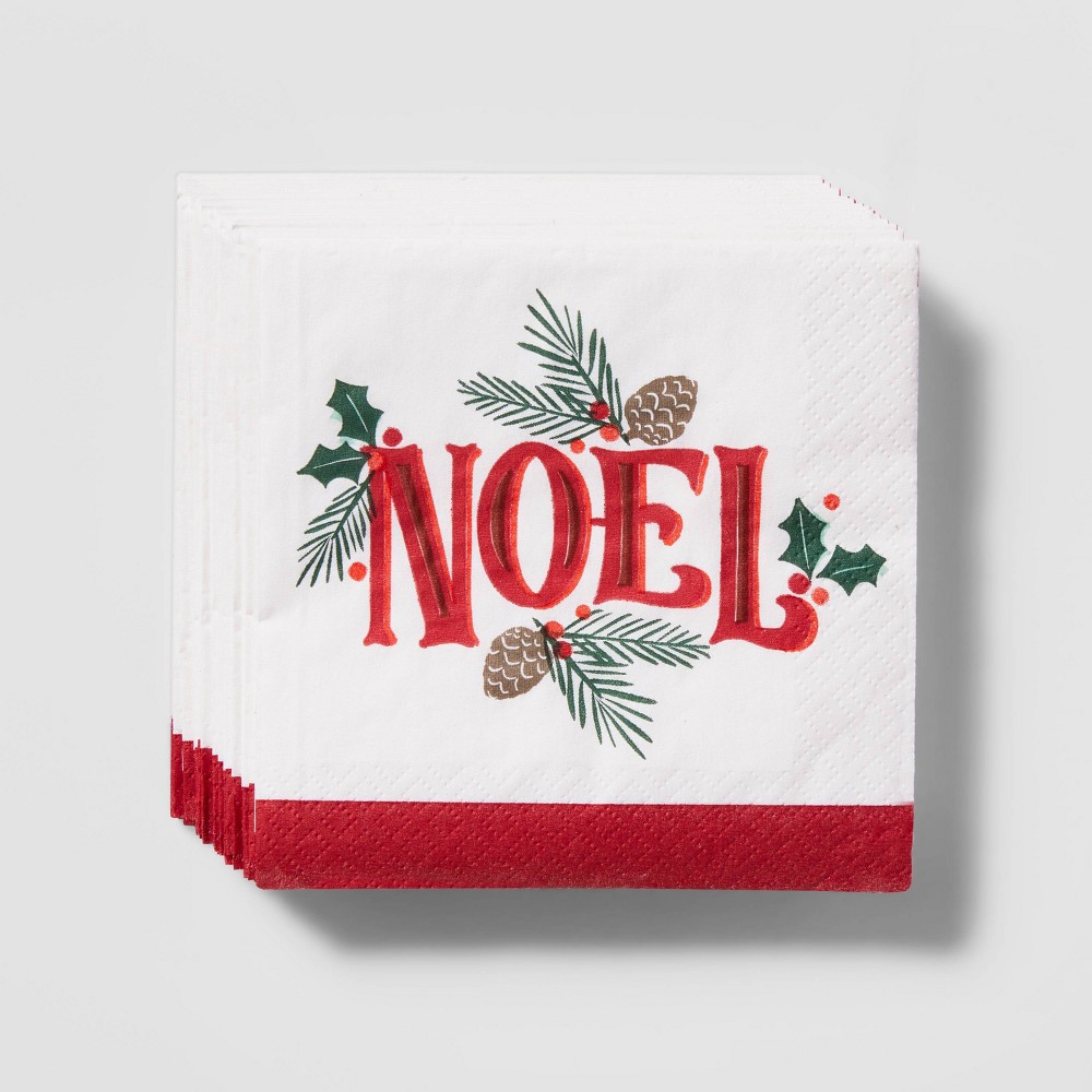 20ct Yuletide Fable 'Noel' Beverage Napkin - Wondershop