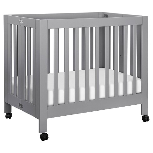 Adjustable Height | Easy Folding Next-to-Me Baby Crib with Mattress | Soft  Grey