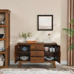 TIRAMISUBEST 47.3" Mid Century Modern Sideboard Buffet Cabinet with Storage - Walnut Mobile File Cabinet - 1 of 4