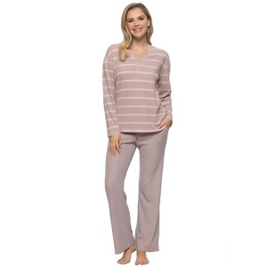 Felina - Jolie 2-Piece Henley Lounge Set - Relaxed Fit Knit Top & Pants with Pockets Loungewear - 1 of 3