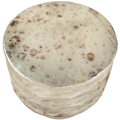 Contemporary Silver Metal Round Side Table, 22" Wide