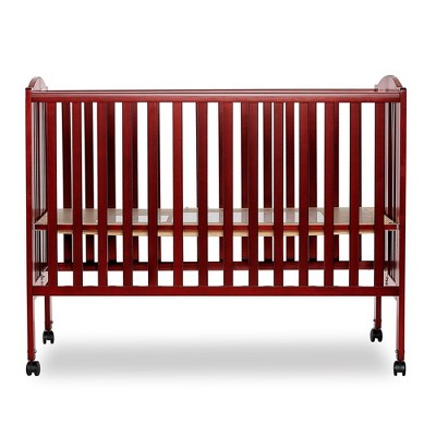 Cherry Full-Size Folding Crib with Locking Wheels and Teething Guard