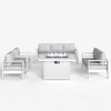 LayinSun Aluminum Furniture Set with Fire Pit Table, 5 Pieces Patio Sectional Conversation Chat Sofa Modern Seating Set - 2 of 4