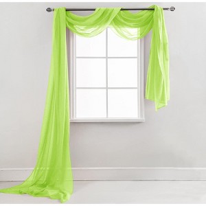 Home Mart Goods Lime Green Sheer Window Scarf Valance Topper Draping Extra Long - 37" x 216" - 1 of 4