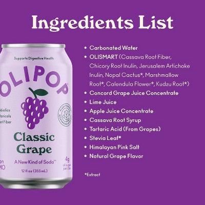 OLIPOP Classic Grape Prebiotic Soda - 12 fl oz_5