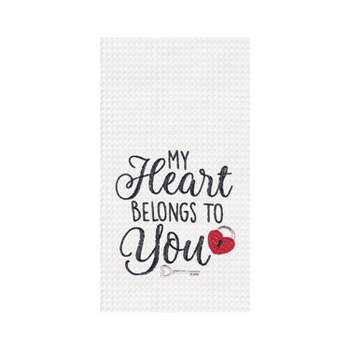 C&F Home Heart Belongs To You Embroidered Waffle Weave Towel Valentine's Day Love Romantic 18" X 27" Machine Washable Kitchen Towel For Everyday Use