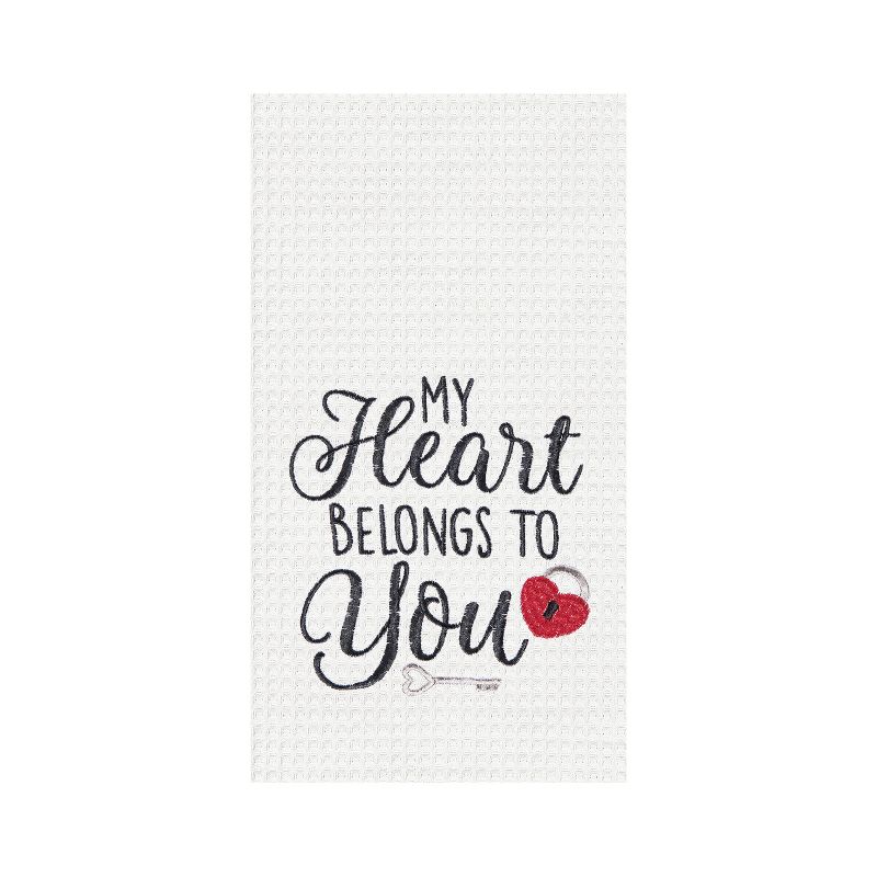 C&F Home Heart Belongs To You Embroidered Waffle Weave Towel Valentine's Day Love Romantic 18" X 27" Machine Washable Kitchen Towel For Everyday Use, 1 of 6