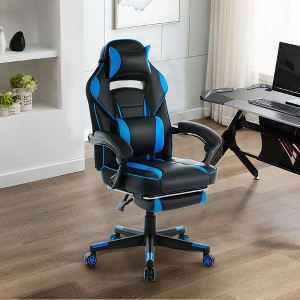 360° Swivel Gaming Chair with Retractable Footrest, Adjustable Height PU Leather Computer Chair for Play Room, Home Office, Bedroom - 1 of 4