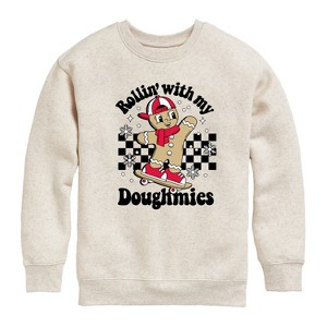 Boys' - Instant Message - Rollin With My Doughmies Christmas Graphic Long Sleeve Fleece Sweatshirt - 1 of 4