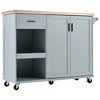 YOOCOZZ Multifunctional Rolling Kitchen Island with Foldable Countertop, Adjustable Shelves and Spacious Storage Space - 2 of 4