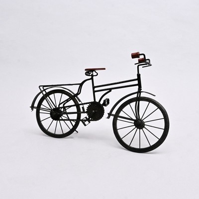 TopComfy Decorative Object Old School Cycle Miniature Vintage Iron and Wood Sculpture for Home Decor, Black, 19"*4.5"*12"
