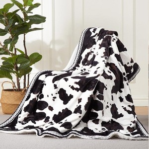 Heated Blanket Electric Throw, Cow Print Electric Blanket Heating with LCD Controller, 6 Heat Settings & 4H Auto Shut-Off, Soft Flannel Heat Blankets - 1 of 4