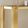 KIGFTSOD Top & Bottom Double Layer Tempered Glass Console Table with Mirror-Finished Stainless Steel Frame - 4 of 4