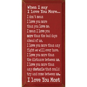 Slickblue Love You More Quote Wall Art, Solid Knotty Pine, Rustic Wood Sign, Farmhouse Style Decor, Color Options - 1 of 3