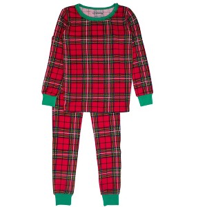 RuffleButts SoftSnooze Girls Holiday Ruffle Long Sleeve Pajama Set - 1 of 2