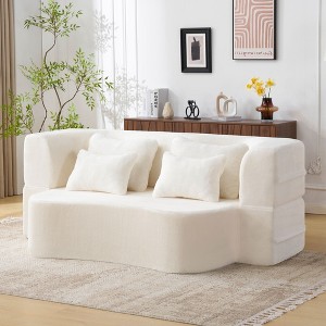 Hrinhom 80"W Modern Convertible Sofa Bed,Floor Sofa Couch With 4 Pillows - 1 of 4