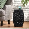Syemin End Tables Outdoor and Indoor Lace Cut Iron Patio Table, Round Hollow Metal Drum Shape Sidide Table, Accent Table, Black, 12.25"*12.25"*18" - 4 of 4