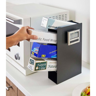 Black Steel 4-Tier Food Wrap Organizer Stand