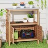 Tangkula Outdoor Potting Bench w/ Resin Tabletop Storage Shelf & Cabinet Louvered Doors - 2 of 4