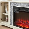ORRD 70" White TV Stand with 23" Electric Fireplace, Faux Stone Media Console Cabinet with Storage - 4 of 4