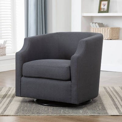 Infinity Ashen Gray Polyester Swivel Barrel Accent Chair