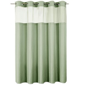 Aoibox Colorful Star No Hook Shower Curtain with Snap in Fabric Liner, Heavy Duty Thick with Mesh Top Window, Hotel Style Waterproof Bathroom Curtain - 1 of 4
